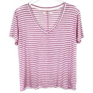 J Brand Pink & White Striped Tee Semi-Sheer M